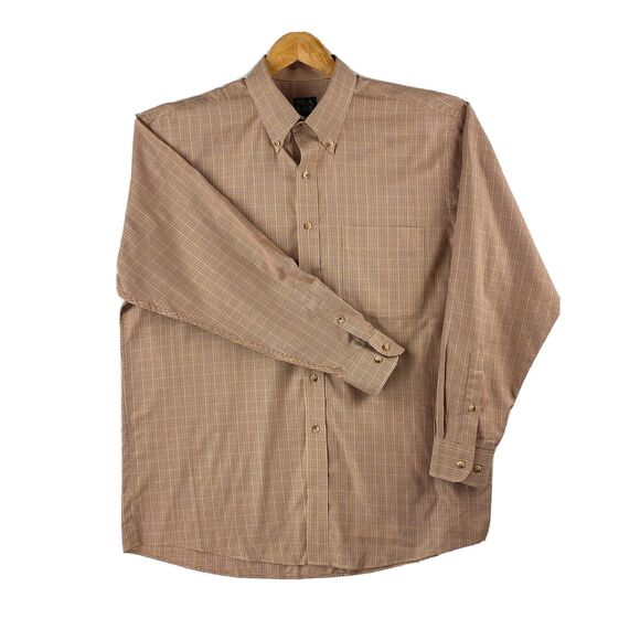 Jos A Bank Shirt Travelers Collection Mens L Herringbone Long Sleeve Button Down - Picture 1 of 16